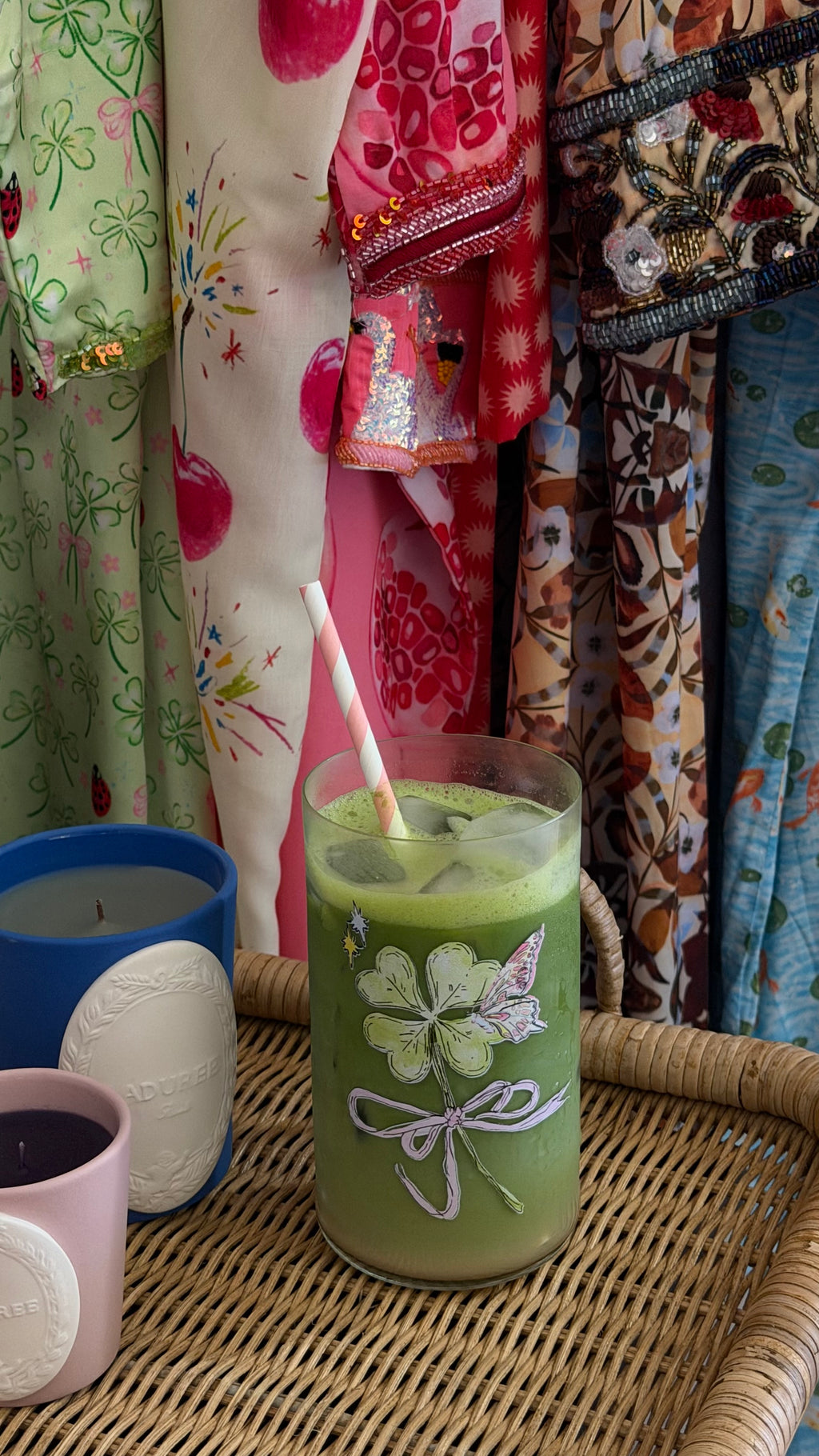 129 | lucky clover glass mug ｡⋆ ୨୧