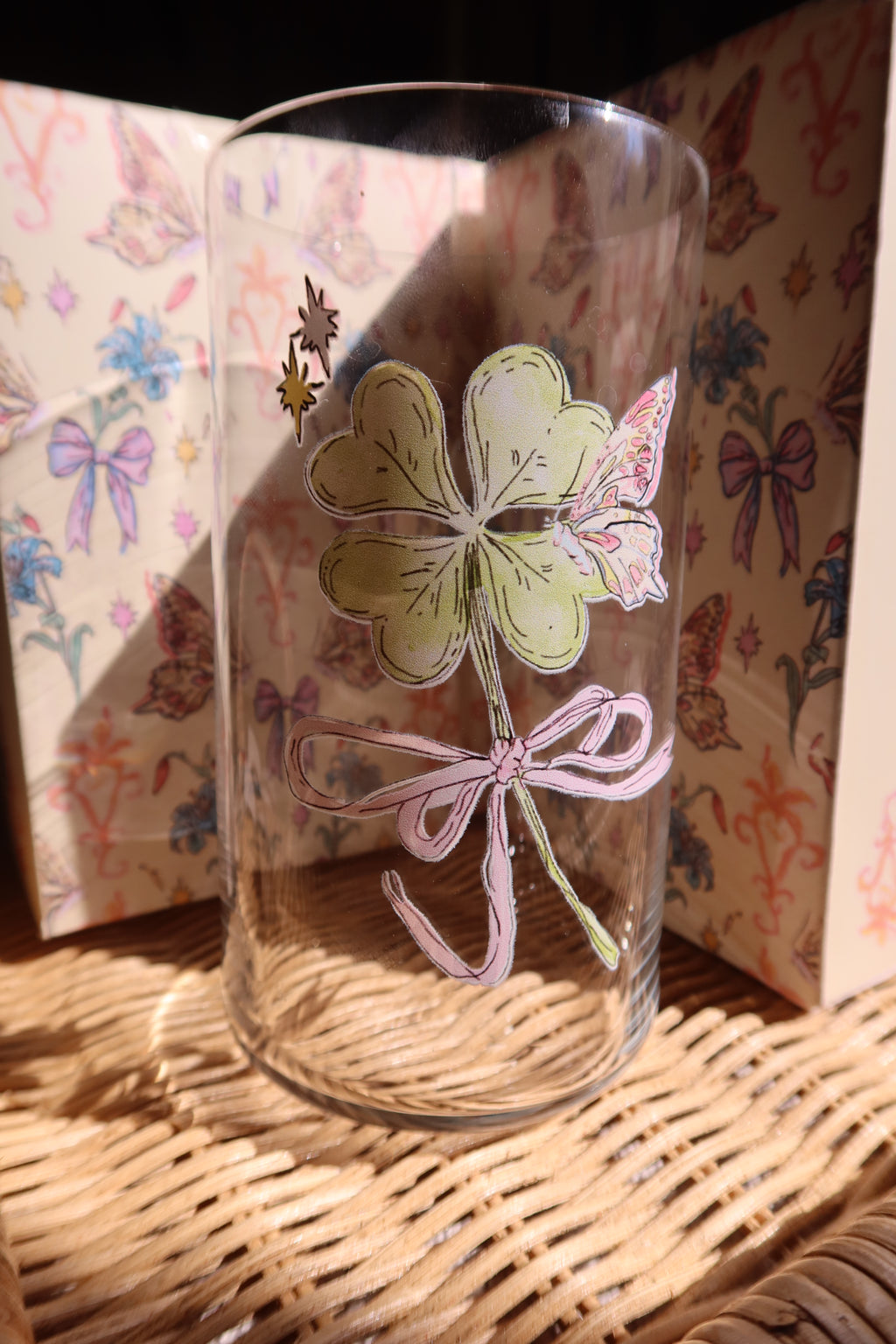 129 | lucky clover glass mug ｡⋆ ୨୧
