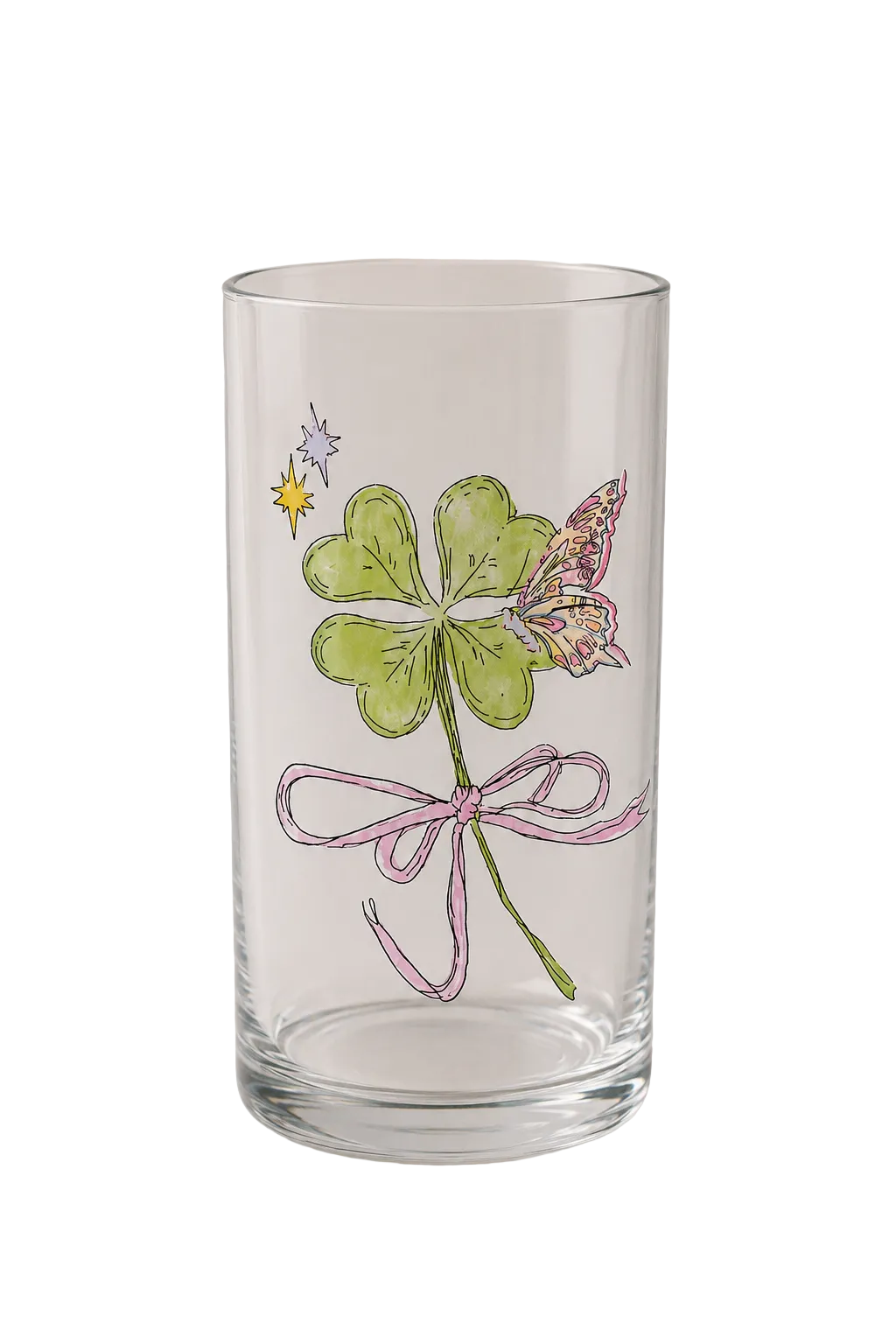 129 | lucky clover glass mug ｡⋆ ୨୧